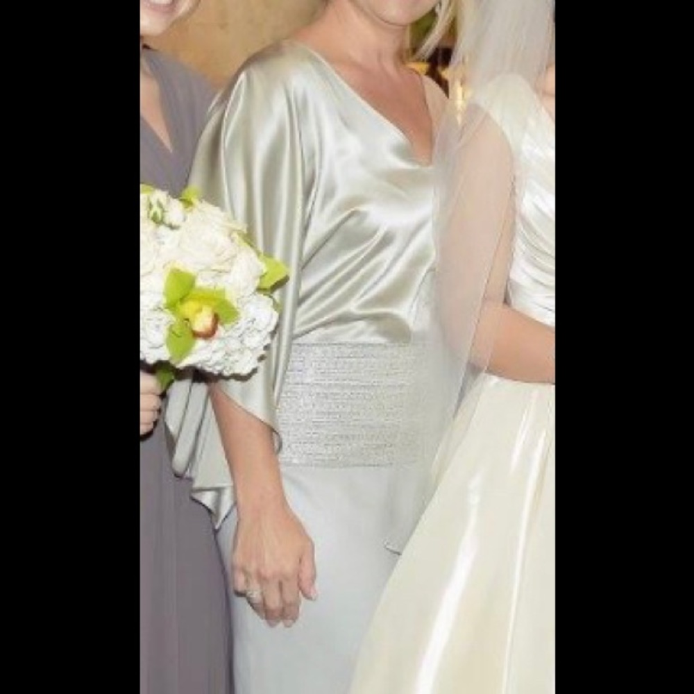 Amazing long silver beaded dress . Lucy angus design Loose top & beaded waist